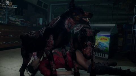 1girls 2animals 2boys 3d anal blender blowjob brown_hair canine canine_penis capcom cerberus_(resident_evil) claire_redfield cum cum_in_mouth darktronicksfm deepthroat face_fucking fellatio female_penetrated feral_on_female feral_on_human gangbang grabbing_own_breast interspecies knot long_hair longer_than_10_seconds male/female mattress monster oral resident_evil_2 resident_evil_2_remake shorter_than_30_seconds sound spitroast sword_swallowing_position tagme tied_hair tongue_out video zombie zombie_dog zoophilia