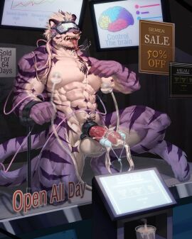 abs adios55582544 anthro balls balls_ring balls_stretcher bara biceps bodily_fluids bondage breast_milking breasts clenched_teeth container cuff_(restraint) cup egg_vibrator felid flaccid gay genitals hair hi_res humanoid_genitalia humanoid_penis hypnosis hypnotic_visor injection intravenous kneeling_on_one_leg lactating male male_focus male_lactation male_only mammal masculine_male mind_control multicolored_body muscular muscular_male nipple_fetish nipple_play nipple_suck nipple_suckers nose_hook pantherine pecs penetration penile penis penis_cuff penis_milking pubes public public_use purple_body quads restraints sadiend saliva saliva_string sex_toy solo striped_body stripes sucking teeth tiger tongue tongue_out tube two-tone_body vein veiny_penis vibrator vibrator_on_penis white_body white_hair yaoi