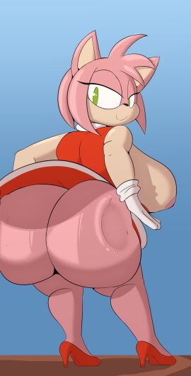 amy_rose ass ass_built_separately big_breasts breasts fat_ass female female_only green_eyes looking_at_viewer plaga sega sonic_(series) sonic_the_hedgehog_(series) twerking
