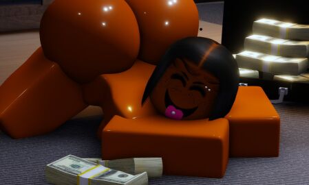 1girls 3d ass big_ass black_hair dark_skin female female_only ktrr34 money nude roblox robloxian shiny_skin tagme