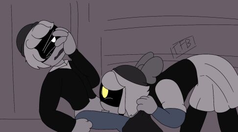 1boy 1girls artist_name artist_signature blowjob blush blushing_female blushing_male clothing cyn_(murder_drones) fellatio female glitch_productions heavy_breathing library male male/female murder_drones n_(murder_drones) penis robot robot_boy robot_girl robot_humanoid silver_hair sucking_penis white_eyes yellow_eyes