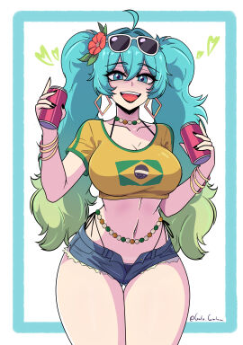 1girls ass beads big_ass big_breasts big_thighs brazil brazilian brazilian_female brazilian_miku breasts cyan_eyes cyan_hair female female_only fully_clothed gato_gratam gigantic_thighs goth goth_girl gothic hatsune_miku huge_ass huge_breasts huge_thighs latin_american_hatsune_miku_(meme) light-skinned_female light_skin long_hair looking_at_viewer pale-skinned_female pale_skin revealing_clothes shirt shorts solo tagme thick_hips thick_thighs thighs thong twintails vocaloid waist_beads yellow_shirt