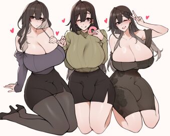 3futas 3girls big_breasts blush blushing breasts brown_hair brunette_hair bulge busty cleavage clothed curves curvy daughter family female fully_clothed futa_only futanari heels huge_breasts intersex large_breasts light-skinned_futa light_skin milf mother mother_and_daughter niwada_(unbeller) original original_character pantyhose parent parent_and_child penis penis_bulge sisters skirt thick thick_thighs thighs unbeller white_background