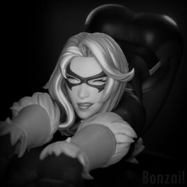 3d ass big_ass black_and_white black_cat_(fortnite) black_cat_(marvel) bonzaibomb cat_stretch felicia_hardy female fortnite fortnite:_battle_royale huge_ass marvel marvel_comics monochrome spider-man_(series) stretching tagme