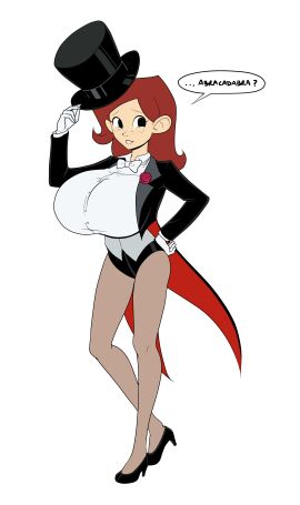 1girls audrey_page breasts female golden_girl huge_breasts magician magician_hat magician_tuxedo saburox tagme text text_bubble the_developing_adventures_of_golden_girl top_hat white_background zatanna_zatara_(cosplay)