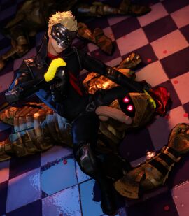 1boy 3d 3d_model balls bara big_balls big_penis clothing erection hdreamsproject human male male_focus male_only mask masked_male pale_skin penis persona persona_5 phantom_thief_suit ryuji_sakamoto solo_male yaoi