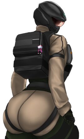 1girls 2d ass ass_focus backpack big_ass call_of_duty call_of_duty:_black_ops call_of_duty_black_ops_7 clothed clothed_female clothing female female_only helmet human military_uniform morecup8459 nora_anderson pyrocynical skindentation solo straps tight_clothing treyarch visor white_background