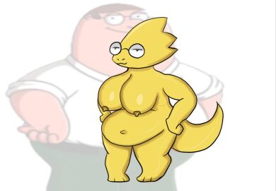 2d alphys anthro bbw breasts buckteeth chubby_female family_guy female glasses humanoid lizard_girl lizard_humanoid massive_breasts meme meme_pose orange_skin peter_griffin reptile reptile_humanoid round_belly round_glasses snayke6x6_(artist) tail undertale undertale_(series)