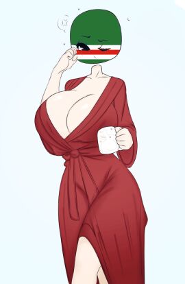chechnya_(countryhumans) countryhumans countryhumans_girl edit female flawsystyle mug muslim red_clothing red_robe sleepy tagme