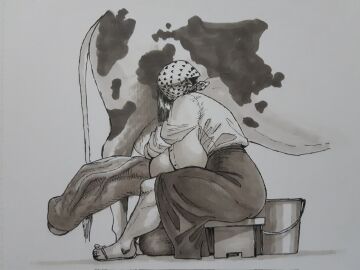 1futa 2022 balls breasts clothed clothing erection farmgirl female foreskin futa_only futanari gigantic_breasts greyscale huge_balls huge_breasts huge_cock human hyper_balls hyper_penis intersex milking monochrome mostly_clothed partially_retracted_foreskin penis renasanse retracted_foreskin sitting solo uncircumcised uncut