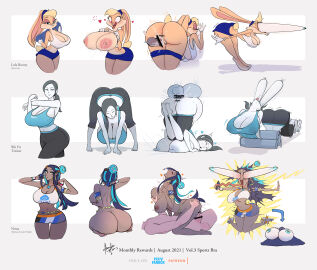 3girls absurd_res acrylictoon alternate_breast_size ass big_ass big_breasts big_butt blonde_hair blue_eyes breasts cleavage clothed clothing crossover dark_body dark_skin electrocution eyes_popping_out female female_penetrated furry genitals group gym_leader hi_res huge_breasts human lagomorph leporid lola_bunny looney_tunes male male/female male_penetrating male_penetrating_female mammal multiple_females multiple_girls nessa_(pokemon) nintendo nipples pain penetration penis pokemon rabbit ryona sex super_smash_bros. warner_brothers white_body wii_fit wii_fit_trainer wii_fit_trainer_(female) wild_take