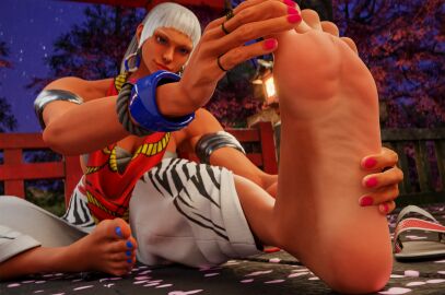 barefoot capcom chocolate_girl dark-skinned_female dark_skin ebony ebony_female elena_(street_fighter) feet female foot_fetish giant_feet huge_feet monsterbeast666 soles street_fighter street_fighter_6
