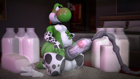 3d cock_milking cum machine male mario_(series) milker milking milking_machine_on_male penis sfm suck supeario vacuum yoshi