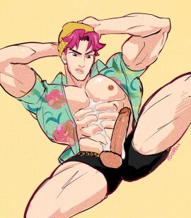 abby_(kpop_demon_hunters) abs already_uploaded big_arms big_penis cum cum_in_abdomen erection gay idoraad korean kpop_demon_hunters lilprincyvi man_only muscular muscular_male naked nipples open_shirt pink_hair saja_boys