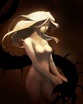 abstract_art artistic_nude artistic_nudity blonde_female blonde_hair breasts breasts_out centipede closed_eyes digital_painting_(artwork) female female_focus female_only flowing_hair fully_naked fully_nude gatobob_(gurobob) labia labia_majora long_hair medium_breasts mole mole_under_eye no_pubes nonsexual nonsexual_nudity original original_character pinup pussy pussy_peek solo_female solo_focus