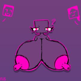 alex_(minecraft) breasts confused enderman enderwoman female female_only filthyskull huge_breasts minecraft square_head steve_(minecraft) suspicious tagme