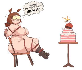 1girls arms_behind_back ass bbw bondage breasts chair_bondage chubby female femsub kotya_pryanichkina kryadrawgin naked_footwear nude original overweight overweight_female rope