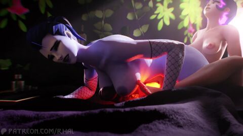 3d animated cumshot futanari halloween juno_(overwatch) overwatch sound tagme video widowmaker