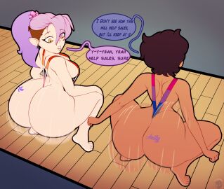 amity_blight big_ass bisexual_female bisexual_pride_colors disney_channel lesbian_pride_colors luz_noceda n-kosi ponytail purple_hair sling_bikini slingshot_swimsuit the_owl_house the_owl_house_(finale) yuri