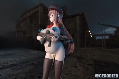 1girls 3d alice_(nikke) animated big_belly body_modification breast-pulsor breasts brown_eyes brown_eyes_female brown_hair cerodier clipping exposed exposed_ass exposed_breasts exposed_midriff exposed_nipples exposed_pussy female fetal_movement geth goddess_of_victory:_nikke gun hat insertion ironman_mark_69 jacket jacket_open large_breasts long_hair long_hair_female mass_effect mp4 nipple_penetration nipple_sentry nipples nude nude_female object_insertion octopus partially_clothed pregnant pussy rapi_(nikke) stockings stomach_bulge tagme uncensored vagina vaginal_penetration video walking weapon weaponized_breasts weaponized_vagina what wielding_weapon