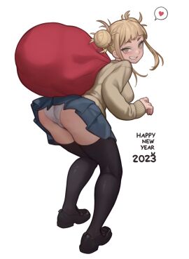 1girls ass big_ass big_breasts blonde-haired_female blonde_hair breasts busty female himiko_toga lentiyay loafers looking_at_viewer looking_back my_hero_academia panties school_uniform shoes skirt smile stockings tagme thick_thighs thighhighs thighs upskirt wide_hips