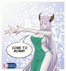 1girls absurd_res absurdres apron apron_only areolae bare_arms bare_legs bare_shoulders bare_thighs big_breasts blue_nail_polish blue_nails blush breasts breasts_out busty cleavage dialogue english_text exposed_breasts female female_focus female_only forehead_jewel freshpicked hi_res high_resolution highres hips horns hourglass_figure kaguya_otsutsuki large_areolae large_breasts light-skinned_female light_skin lips lipstick long_fingernails long_hair long_nails makeup mature mature_female milf mommy mommy_kink nail_polish naked_apron naruto naruto_(series) naruto_shippuden no_bra no_panties nude_apron otsutsuki_kaguya painted_nails pale-skinned_female pale_skin perky_breasts pink_nipples pinup red_lips red_lipstick rinnegan shounen_jump shueisha sideboob solo solo_female solo_focus speech_bubble text very_high_resolution very_long_hair weekly_shonen_jump white_eyes white_hair white_skin wide_hips