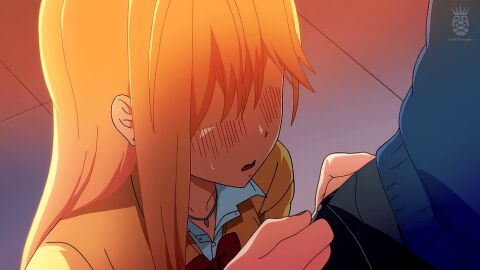 1boy 1girls 2d 2d_animation animated animated_gif big_cock big_penis blonde_female blonde_hair blush censored censored_penis cock female gif huge_cock large_penis long_penis looking_at_penis male mosaic_censoring penis penis_out schoolgirl seiyoku_tsuyotsuyo shocked shocked_expression surprised teenage_female teenager