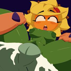 1boy 1girls breasts cum cum_in_pussy cum_inside female male nude nude_female plantie plants_vs_zombies pussy pvz pvz_heroes r_bismut rbismut solar_flare_(pvz) straight sunflower_(pvz) super_brainz_(pvz) tagme thick_thighs thighs tongue tongue_out vagina vaginal_penetration yellow_hair zombie