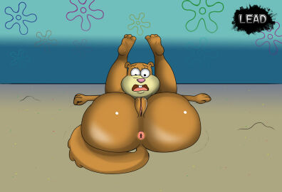 anthro ass female lead_(artist) mammal nude nude_anthro nude_female presenting_hindquarters presenting_pussy pussy rodent sandy_cheeks spongebob_squarepants spongebob_squarepants_(series) squirrel underwater