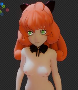 1girls 3d aacharsensei bow bowtie breasts female green_eyes hairbow made_in_2024 medium_breasts nude penny_polendina pink_bow production_materials red_hair robot_girl rwby solo tagme
