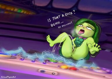 1girls ahe_gao ahegao barefoot clitoris disgust_(inside_out) disney ericaflynn female green_body green_eyes green_hair green_skin inside_out inside_out_2 masturbation pixar pussy rubbing rubbing_clitoris rubbing_pussy solo solo_female solo_focus squirting toes