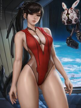 1girls absurd_res absurdres android android_girl asian asian_female athletic athletic_female bangs bare_arms bare_shoulders bare_skin bare_thighs big_breasts black_choker black_hair blunt_bangs breasts brown_eyes busty casual choker cleavage clothed clothed_female clothing curvaceous curvaceous_body curvaceous_female curvaceous_figure curvy curvy_body curvy_female curvy_figure cute_face drone earring earrings earth eve_(stellar_blade) female female_focus female_only fit fit_female fully_clothed hair_ornament hairclip high_resolution highres hips hooded_leotard indoors large_filesize leotard light-skinned_female light_skin long_hair long_ponytail looking_at_viewer perky_breasts planet ponytail red_clothes red_clothing red_leotard revealing_clothes sciamano240 shift_up slim_female slim_waist solo solo_female solo_focus sony_interactive_entertainment space space_background space_station standing stellar_blade thick_thighs thighs tight_clothing toned toned_body toned_female wide_hips