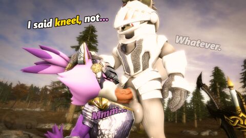 16:9 3d adam_(juicyducksfm) anthro armor armor_plates balls big_balls big_penis blaze_the_cat bodily_fluids bulge canid canine canis chainmail closed_eyes clothed clothing dialogue digital_media_(artwork) domestic_cat duo fan_character felid feline felis fellatio female genitals hand_on_head headgear helmet hi_res juicyducksfm kneeling kneeling_oral_position kneeling_sex knight knight_armor looking_at_another male male/female mammal melee_weapon muscular muscular_male oral oral_penetration penetration penile penis saliva saliva_on_penis sega sex sir_percival_(sonic_and_the_black_knight) sonic_(series) sonic_and_the_black_knight sonic_storybook_series sonic_the_hedgehog_(series) source_filmmaker_(artwork) standing sword text warrior weapon widescreen wolf