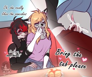 anthro anthro_on_anthro anthro_penetrated anthro_penetrating anthro_penetrating_anthro anus arm_warmers armwear ass bedroom_eyes black_hair blonde_hair bottomwear canid canine clothing collar dialogue duo ear_piercing ear_ring english_text erection female female_penetrated femboy femboy_cumming_inside femboy_on_female femboy_thrusting floppy_ears fox fur genitals girly girly/female goth grey_body grey_fur hair hair_over_eye half-closed_eyes heart_symbol highlights_(coloring) humanoid_genitalia humanoid_penis humanoid_pussy long_hair looking_pleasured male male/female male_penetrating male_penetrating_female mammal moucchiato moucchiato_(character) multicolored_body multicolored_fur narrowed_eyes one_eye_obstructed penetration penis piercing public pussy red_highlights ring_piercing seductive sex shirt skirt smile smirk smug smug_face spiked_collar spikes t-shirt tank_top text topwear trans_man_(lore) two-tone_body two-tone_fur vaginal_penetration white_body white_fur