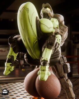 3d 3d_(artwork) ass balls breasts female female_spartan_(halo) halo_(game) halo_(series) hyper_balls hyper_penis hyper_testicles impossible_fit large_breasts male massive_ass massive_penis no_source penis spartan_(halo) stomach_bulge tagme testicles