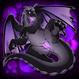 1:1 absurd_res breath claws cosmic_background dragon ender_dragon female feral finger_claws genitals glowing glowing_eyes glowing_genitalia glowing_vulva hi_res microsoft minecraft mojang mythological_creature mythological_scalie mythology pattern_background pawpads paws presenting presenting_vulva scalie simple_background solo space space_background spreading teeth teeth_showing toe_claws tongue tongue_out vulva wing_claws wings woogigooie xbox_game_studios