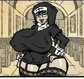 5algumacoisa big_breasts big_thighs breasts female jamily_(5_alguma_coisa) nun nun_outfit sexy sexy_body thighs