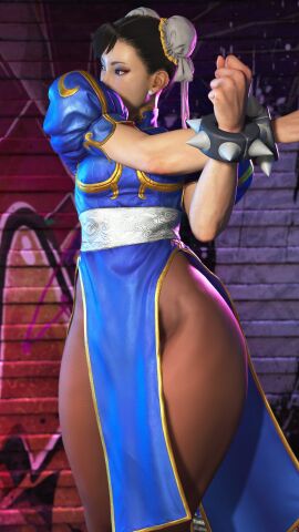 1girls 3d black_hair chun-li female female_only muscle_mommy muscles muscular muscular_arms muscular_female pantyhose solo solo_female street_fighter street_fighter_6 street_fighter_ii street_fighter_v