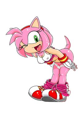 1girls amy_rose beige_skin bent_over blush breasts color erect_nipples female female_only fur furry furry_bomb furry_bomb_factory green_eyes hedgehog karate_akabon mitsuharu_takura nipples panties_down pants_down panty_pull pink_fur sega shirt_lift skin smiling solo sonic_(series) sonic_riders straight_hair tagme undressing wink