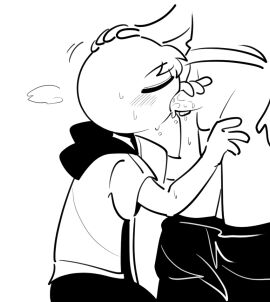 2boys balls blush closed_eyes clothed clothing duo fellatio gay male male/male male_only oral pants_down penis simple_background ssrebba stickfigure stickman sweat tagme twink white_background yaoi