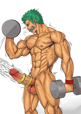 1boy abs arms_up balls bara barbell beefy biceps big_areola big_glans big_penis biting biting_object bracelet clenched_teeth closed_eyes completely_nude cum cum_drip cum_explosion cum_fountain cum_in_tube cum_inside cum_splatter cum_string cum_trail destor777 drooling eight_pack ejaculation erection excessive_cum eyebrow_scar foreskin foreskin_folds frenulum frown gag gagged gay green_hair hi_res huge_cock hunk intense_orgasm legs_apart long_penis male male_only manly mature_male milking milking_machine muscles muscular muscular_arms muscular_legs muscular_male muscular_thighs navel no_body_hair nude one_piece orgasm pecs penis penis_bigger_than_head quadriceps red_balls red_glans red_penis resisting retracted_foreskin roronoa_zoro saliva saliva_trail scar scar_across_eye scar_on_chest scar_on_face scar_on_stomach semen shadow short_hair side_view six_pack solo standing sweat sweatdrop sweating sweaty thick_cum thick_penis thrusting tough_guy tremble_spikes trembling triceps uncensored uncircumcised vacuum_suck veiny_arms veiny_belly veiny_legs veiny_neck veiny_penis very_high_resolution very_sweaty weightlifting white_background workout yaoi