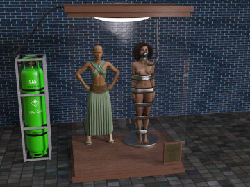 1girls 3d bound bound_arms bound_legs cirilover1 completely_nude dark-skinned_female dark_skin female female_only game_of_thrones human human_only mannequin missandei nathalie_emmanuel nude nude_female trophy_case