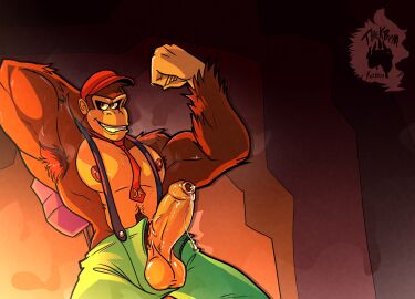 anthro ape balls big_penis bodily_fluids breasts donkey_kong donkey_kong_(character) donkey_kong_(dkbananza) donkey_kong_(series) donkey_kong_bananza donkey_kong_in_overalls dripping flexing flexing_bicep foreskin genital_fluids genitals gorilla haplorhine hi_res humanoid_genitalia humanoid_penis leaking_precum male male_anthro male_only mammal musk musk_clouds musky_armpit nintendo penis pose precum precum_drip presenting presenting_armpit presenting_penis primate pubes sole_male solo_male sweat sweaty_balls sweaty_breasts sweaty_genitalia thekinkybear thick_penis uncircumcised unretracted_foreskin vein veiny_penis