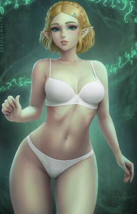 1girls bare_belly bare_thighs belly blonde_female blonde_hair bob_cut bra breasts cute drawn female green_eyes highres large_breasts looking_at_viewer mirco_cabbia narrow_waist panties princess_zelda sciamano240 short_hair slim_waist smiling smiling_at_viewer the_legend_of_zelda thick_thighs topless white_bra white_panties wide_hips zelda_(tears_of_the_kingdom)