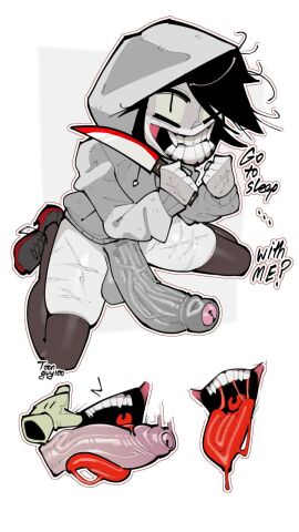 1boy balls blowjob creepypasta fellatio hoodie huge_cock jeff_the_killer male male_only oral penis solo_male thighhighs tongue toonguy100