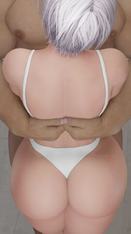 1girls 3d ass big_ass big_breasts blue_eyes bra breasts cpt-flapjack eyebrows fat_ass female huge_ass isabella_valentine large_breasts lieutenant_flapjack light-skinned_female light_skin lingerie looking_at_viewer makeup male massive_ass panties pink_lipstick short_hair smile soul_calibur standing thick_thighs voluptuous white_bra white_hair white_panties