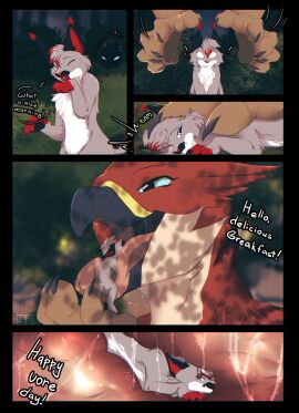2025 absurd_res accipitrid accipitriform almost_fully_inside anthro anthro_on_anthro artist_name avian beak bird black_body black_claws black_ears black_fur blue_eyes bodily_fluids buteo canada_lynx cheek_tuft chickenhawk claws comic digital_media_(artwork) dipstick_ears duo ear_markings ear_tips english_text facial_tuft feathers felid feline forest fur grass grey_body grey_eyes grey_fur hair happy hi_res in_mouth in_throat inside_stomach lying lynx macro macro_anthro macro_male male male/male mammal micro micro_anthro micro_male micro_on_macro multicolored_ears nature neck_tuft nude on_front on_ground on_tongue open_mouth oral_vore outside panicking partially_inside pawpads plant red-tailed_hawk red_body red_ear_tips red_feathers red_fingers red_inner_ear red_nose saliva shyryp size_difference smile tail text tongue tongue_out tree tuft vore vore_day vore_day_2025 white_body white_feathers white_fur