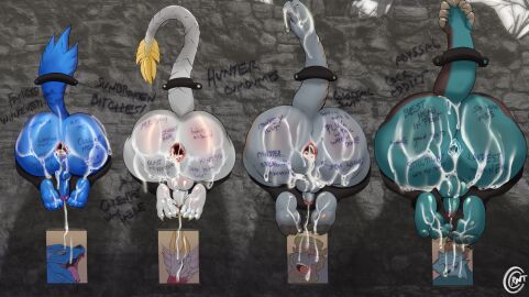 2022 anthro anus ass balls big_ass big_butt bodily_fluids body_writing bound bubble_ass bubble_butt capcom cocoronut cum cum_in_ass cum_inside cum_on_ass cum_on_balls cum_on_butt cum_on_feet cum_on_penis degradation digital_drawing_(artwork) digital_media_(artwork) elder_dragon english_text feet gaismagorm gaping gaping_anus garangolm genital_fluids genitals group hi_res hindpaw huge_ass huge_butt humanoid_genitalia humanoid_penis leaking_cum lunagaron male male/male malzeno monster_hunter paws penis public_use submissive submissive_male tail tail_tied take_your_pick text through_wall