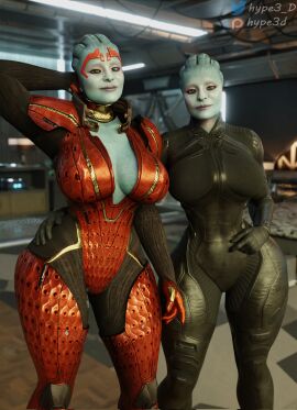 2girls 3d 3d_(artwork) alien alien_girl alien_humanoid artist_name asari big_breasts bioware blue-skinned_female blue_body blue_skin bodysuit breasts busty cleavage curvaceous curvy curvy_figure daughter electronic_arts female female_only fully_clothed hair_tentacles hourglass_figure huge_breasts hype3d large_breasts mass_effect mass_effect_2 mature mature_female milf morinth mother mother_and_daughter multiple_females multiple_girls patreon_username samara slim_waist tentacle_hair thick_thighs twitter_username voluptuous voluptuous_female wide_hips