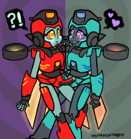 2futas female futanari glittercarnage hasbro heart-shaped_pupils intersex nickelodeon paramount_pictures penis robot_girl robot_penis spitfire_(transformers) transformers transformers_earthspark twitch_(transformers)